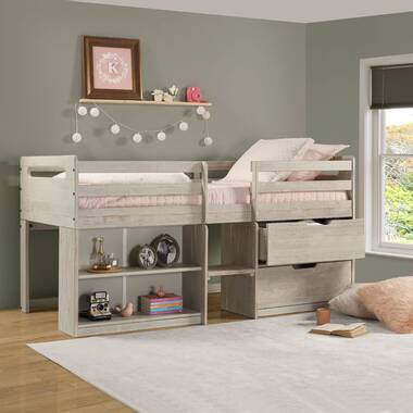 Raised twin clearance bed with storage